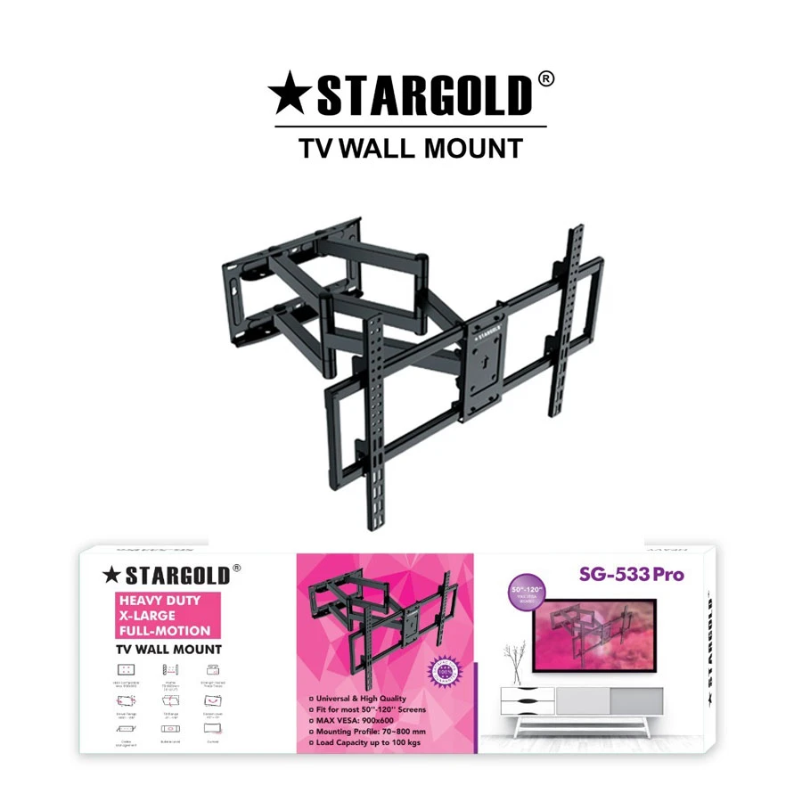 STARGOLD SG-533 Pro Heavy-Duty Full-Motion TV Wall Mount for Large TVs