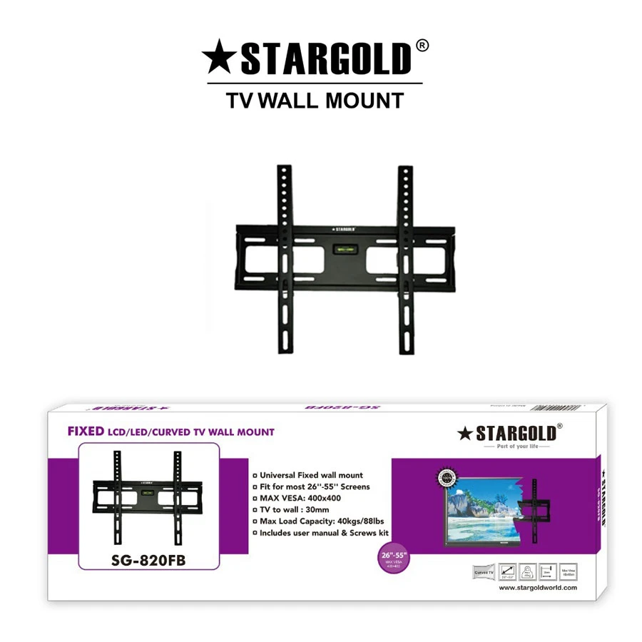 STARGOLD SG-820FB Fixed TV Wall Mount for 26–55 Inch TVs